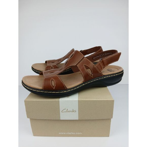 Clark's Collection Leisa Lakelyn Flat Sandal Brown Leather Women’s Size US 11 - Picture 1 of 16